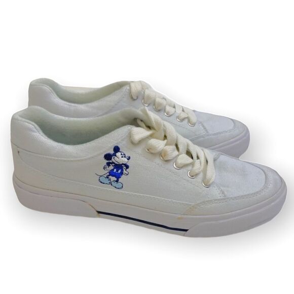 DISNEY Mickey Mouse White Canvas Lace Up Sneakers - Picture 1 of 12